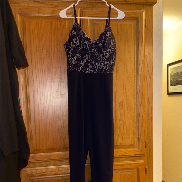 Trixxi Pants - Trixxi Black and Cream Lace Jumpsuit